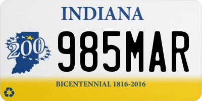 IN license plate 985MAR