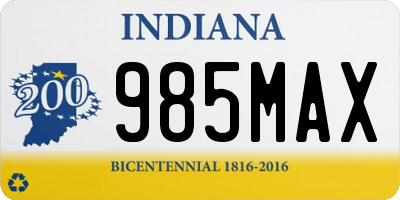 IN license plate 985MAX