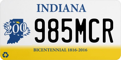 IN license plate 985MCR