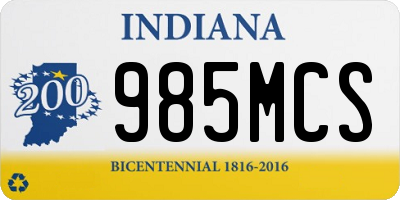 IN license plate 985MCS
