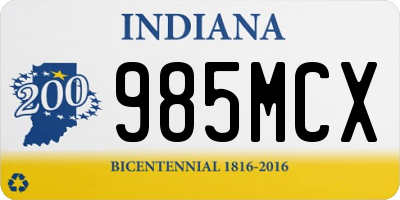 IN license plate 985MCX