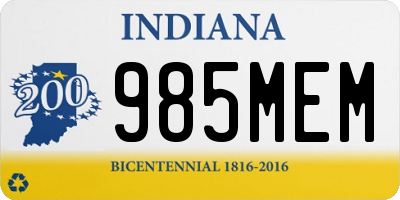 IN license plate 985MEM