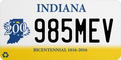 IN license plate 985MEV