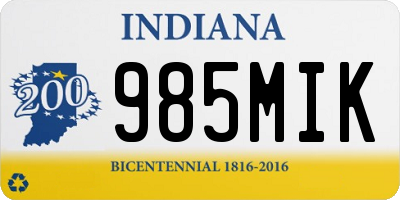 IN license plate 985MIK