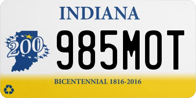 IN license plate 985MOT