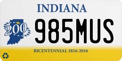 IN license plate 985MUS