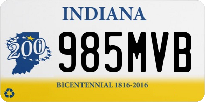 IN license plate 985MVB