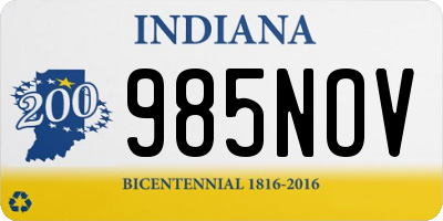 IN license plate 985NOV