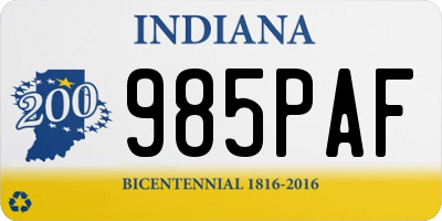 IN license plate 985PAF