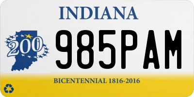 IN license plate 985PAM