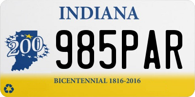 IN license plate 985PAR