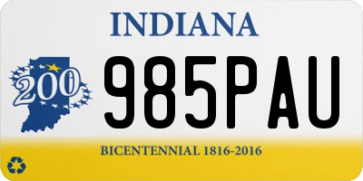 IN license plate 985PAU