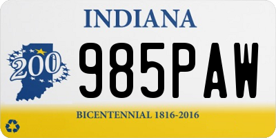 IN license plate 985PAW