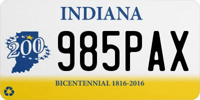 IN license plate 985PAX