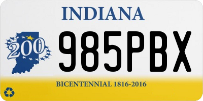 IN license plate 985PBX