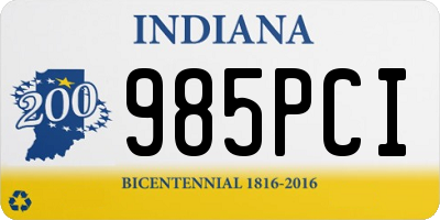 IN license plate 985PCI