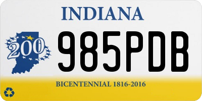 IN license plate 985PDB