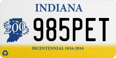IN license plate 985PET