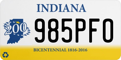 IN license plate 985PFO