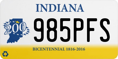 IN license plate 985PFS