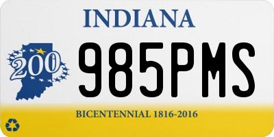 IN license plate 985PMS