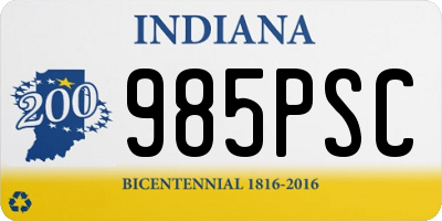 IN license plate 985PSC