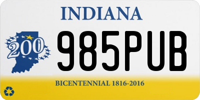 IN license plate 985PUB