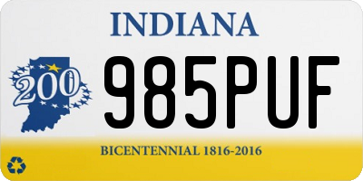 IN license plate 985PUF