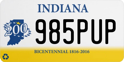 IN license plate 985PUP