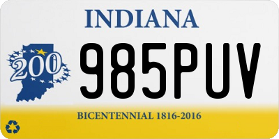IN license plate 985PUV