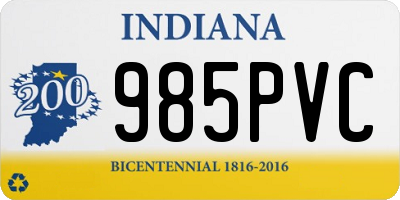 IN license plate 985PVC
