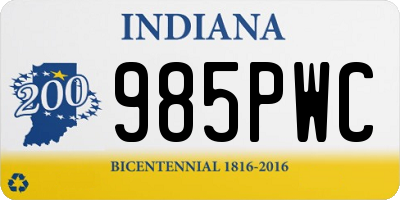 IN license plate 985PWC
