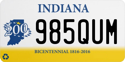 IN license plate 985QUM