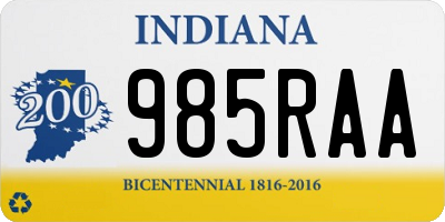 IN license plate 985RAA