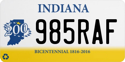 IN license plate 985RAF