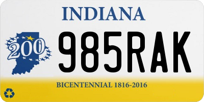 IN license plate 985RAK