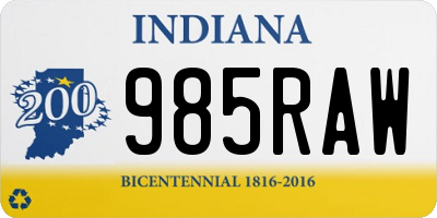 IN license plate 985RAW