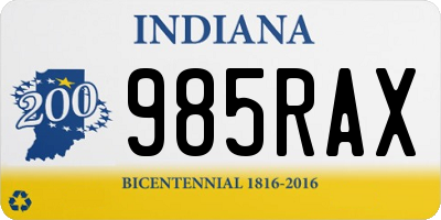 IN license plate 985RAX