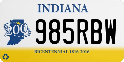 IN license plate 985RBW