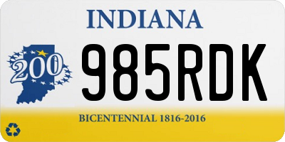 IN license plate 985RDK