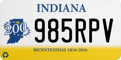 IN license plate 985RPV