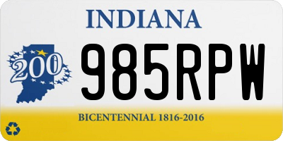 IN license plate 985RPW