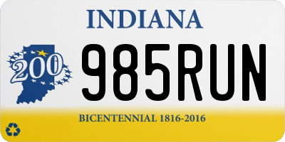 IN license plate 985RUN