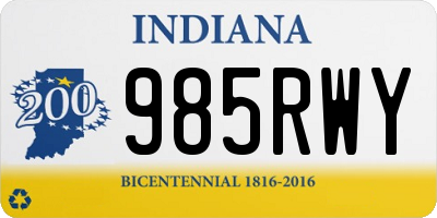 IN license plate 985RWY