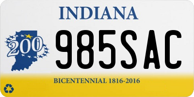 IN license plate 985SAC