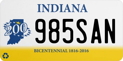 IN license plate 985SAN