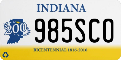 IN license plate 985SCO