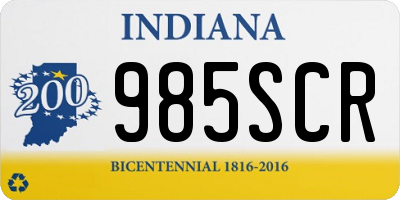 IN license plate 985SCR