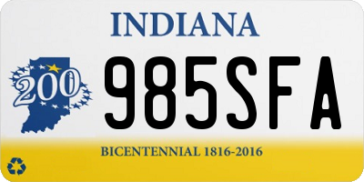 IN license plate 985SFA