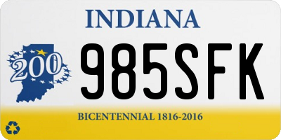 IN license plate 985SFK